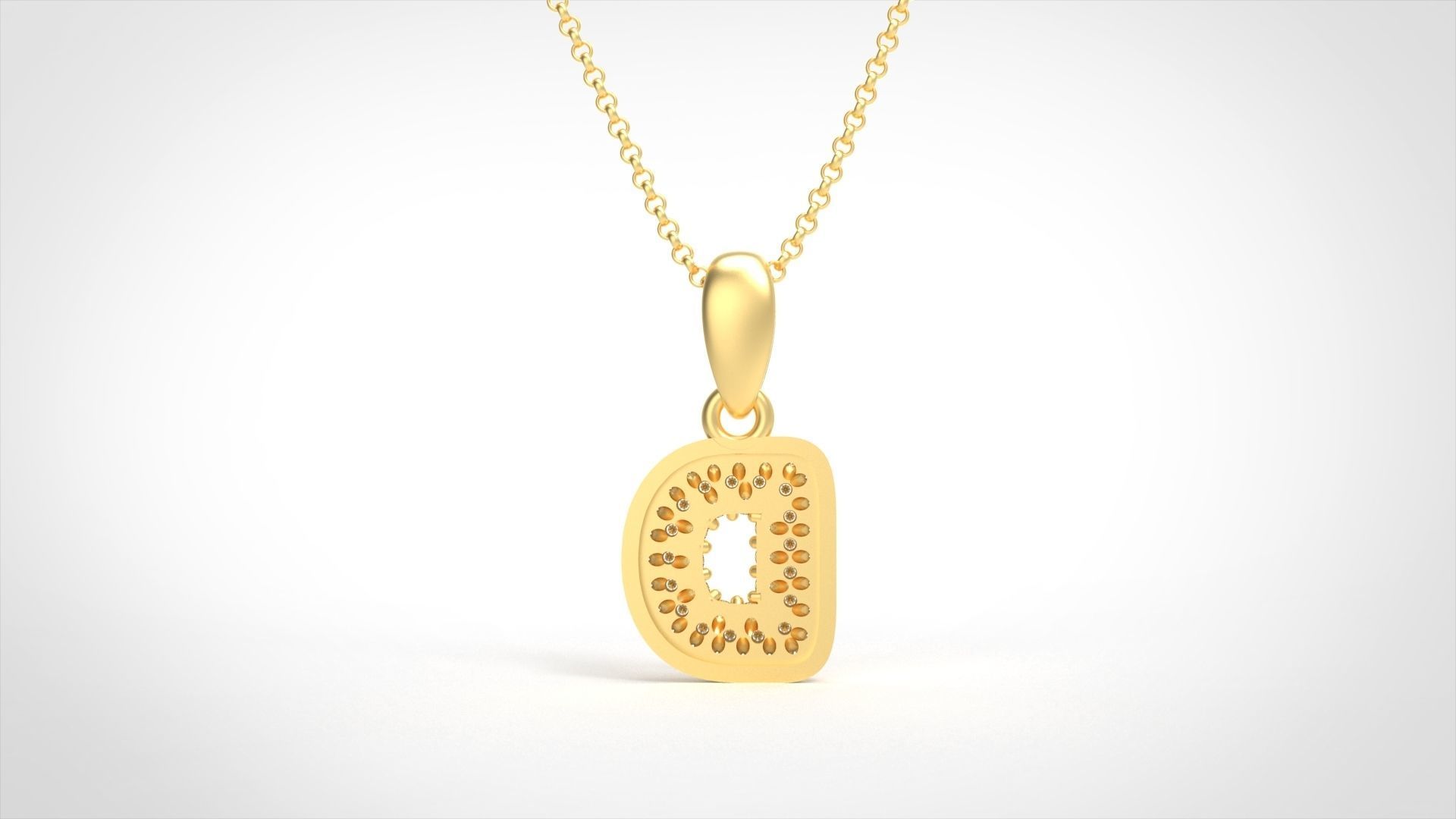 Model 521 Camber Initial D Letter Diamond Pendant 3D print model_4