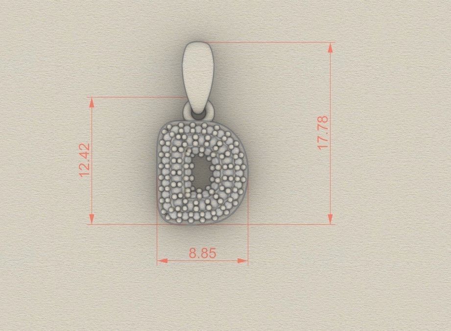 Model 521 Camber Initial D Letter Diamond Pendant 3D print model_9