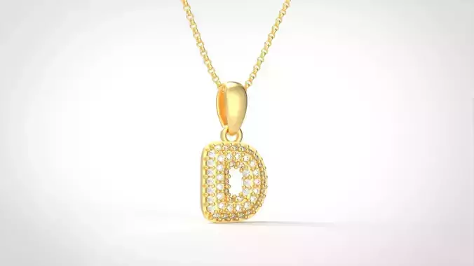 Model 521 Camber Initial D Letter Diamond Pendant 3D print model