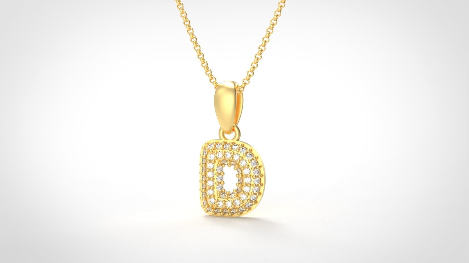 Model 521 Camber Initial D Letter Diamond Pendant 3D print model_2