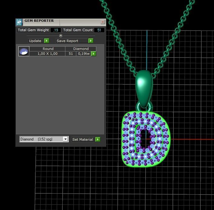 Model 521 Camber Initial D Letter Diamond Pendant 3D print model_13