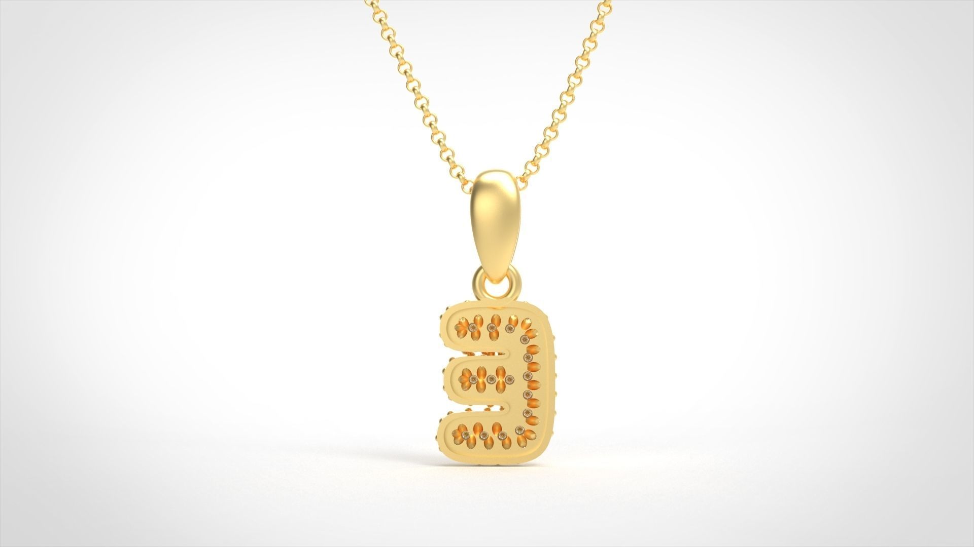 Model 522 Camber Initial E Letter Diamond Pendant 3D print model_4