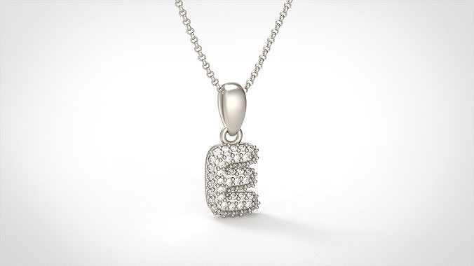 Model 522 Camber Initial E Letter Diamond Pendant 3D print model