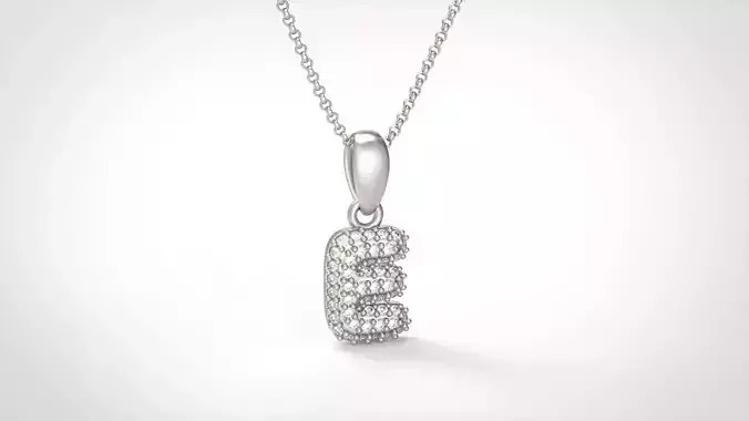 Model 522 Camber Initial E Letter Diamond Pendant 3D print model