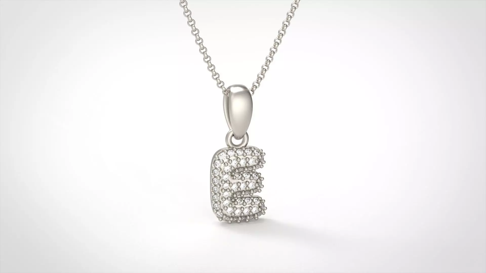 Model 522 Camber Initial E Letter Diamond Pendant 3D print model_0