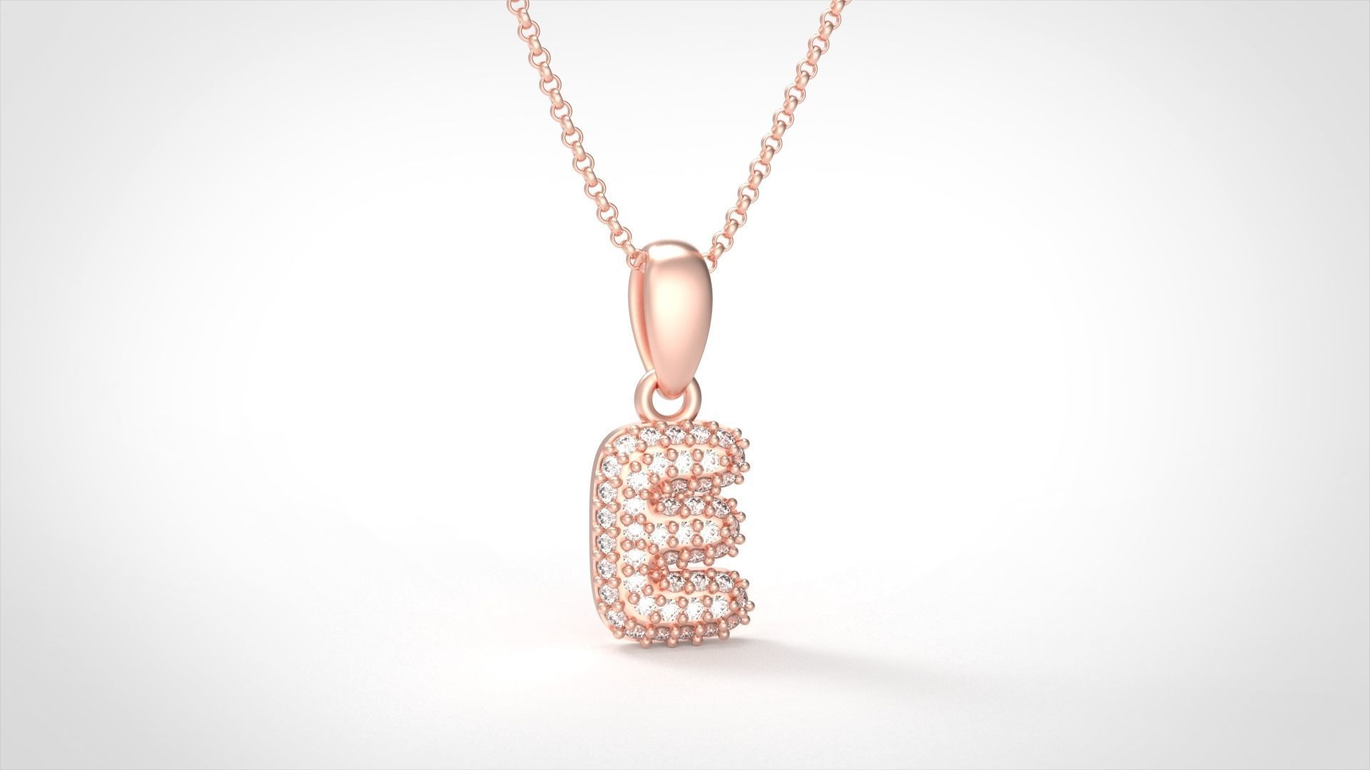 Model 522 Camber Initial E Letter Diamond Pendant 3D print model_6
