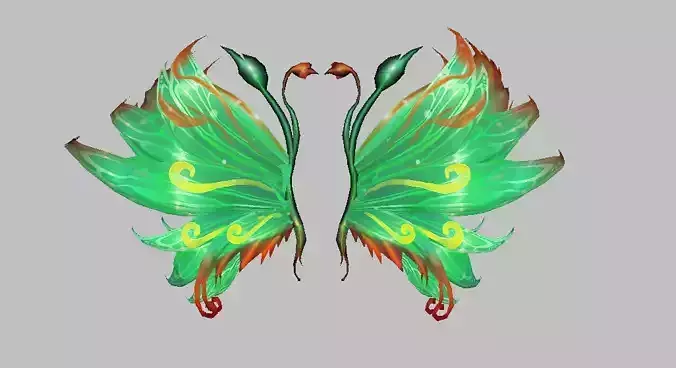 Green Butterfly Wing Low-poly 3D model