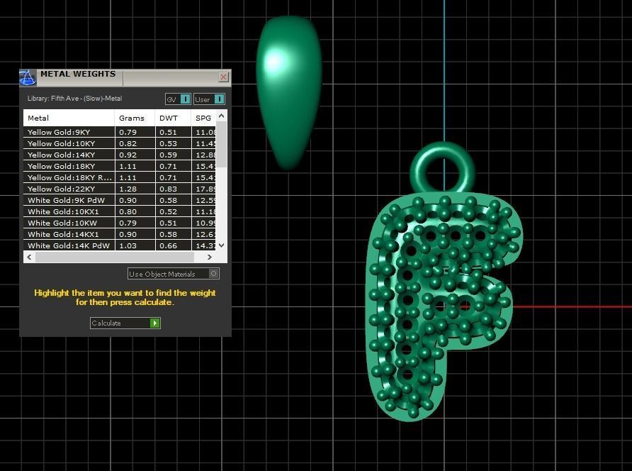 Model 523 Camber Initial F Letter Diamond Pendant 3D print model_13