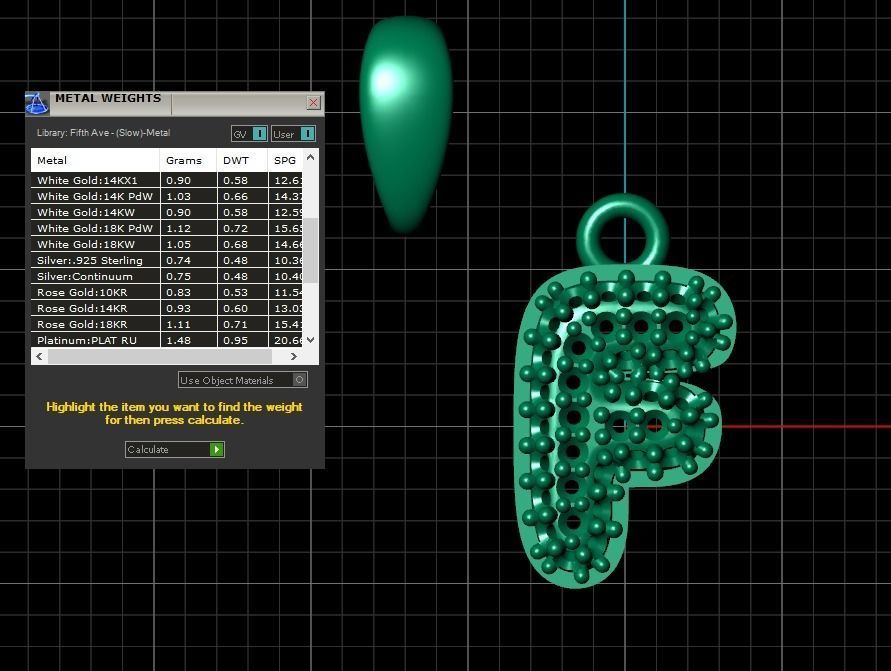 Model 523 Camber Initial F Letter Diamond Pendant 3D print model_14