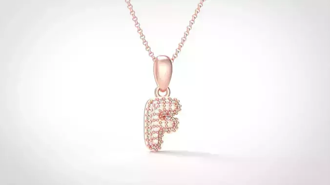 Model 523 Camber Initial F Letter Diamond Pendant 3D print model