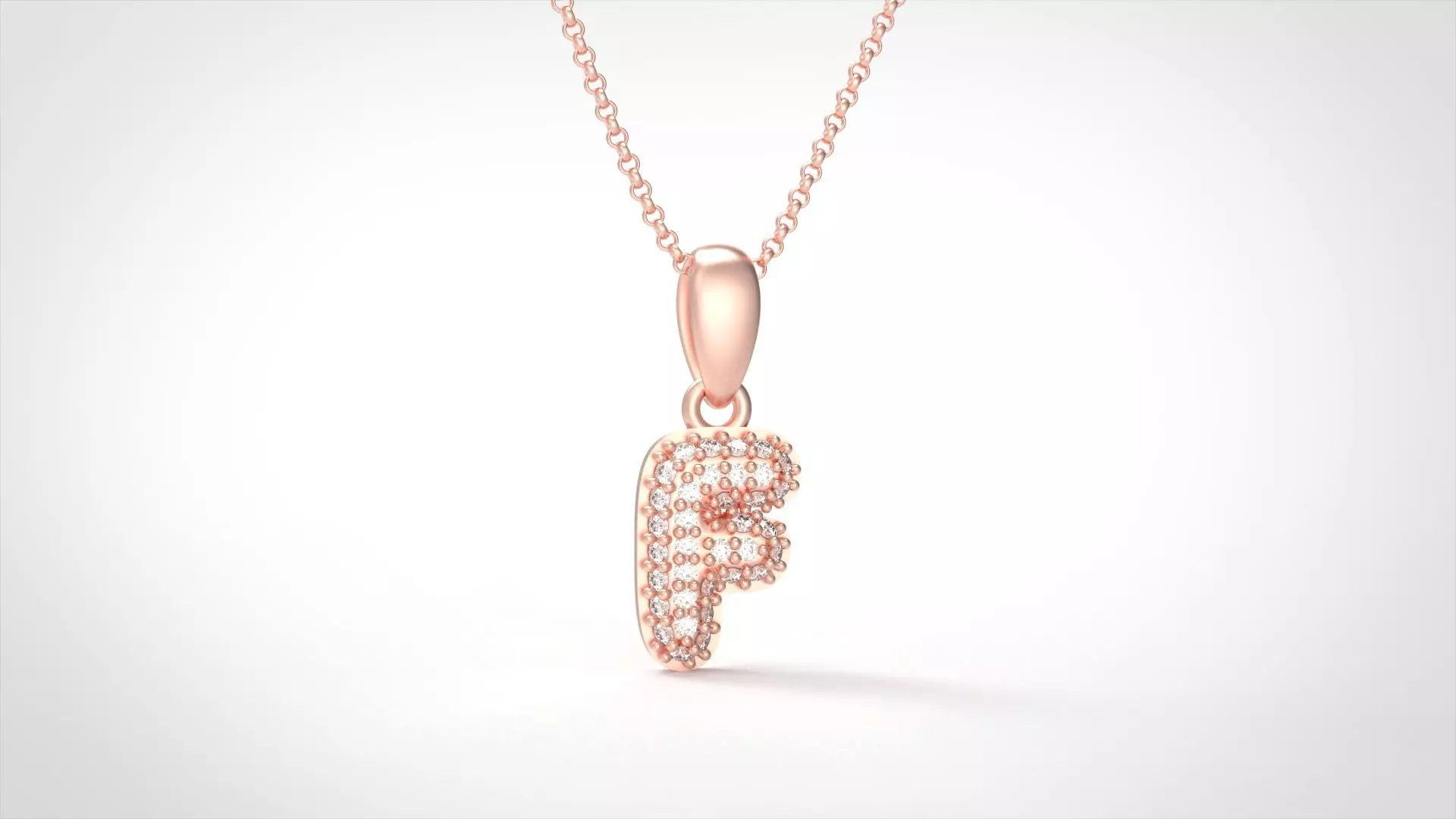 Model 523 Camber Initial F Letter Diamond Pendant 3D print model_0