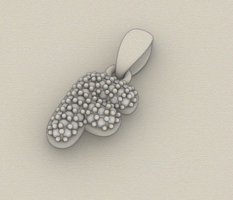 Model 523 Camber Initial F Letter Diamond Pendant 3D print model_10