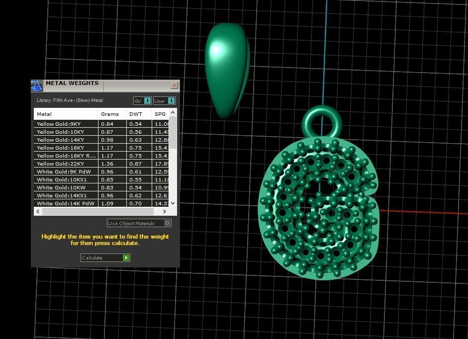 Model 524 Camber Initial G Letter Diamond Pendant 3D print model_13