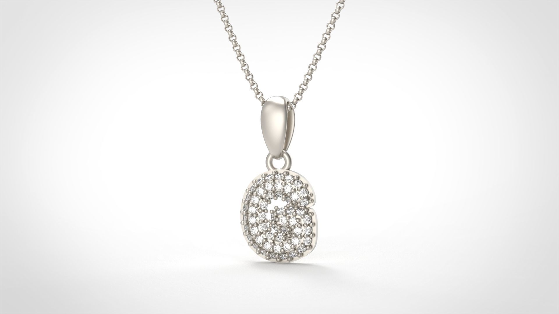 Model 524 Camber Initial G Letter Diamond Pendant 3D print model_5