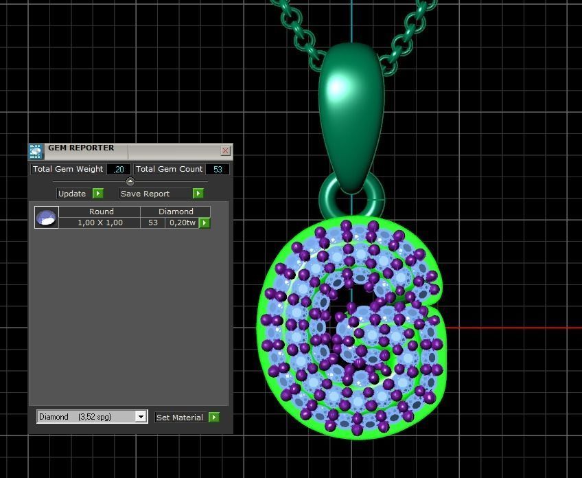 Model 524 Camber Initial G Letter Diamond Pendant 3D print model_12