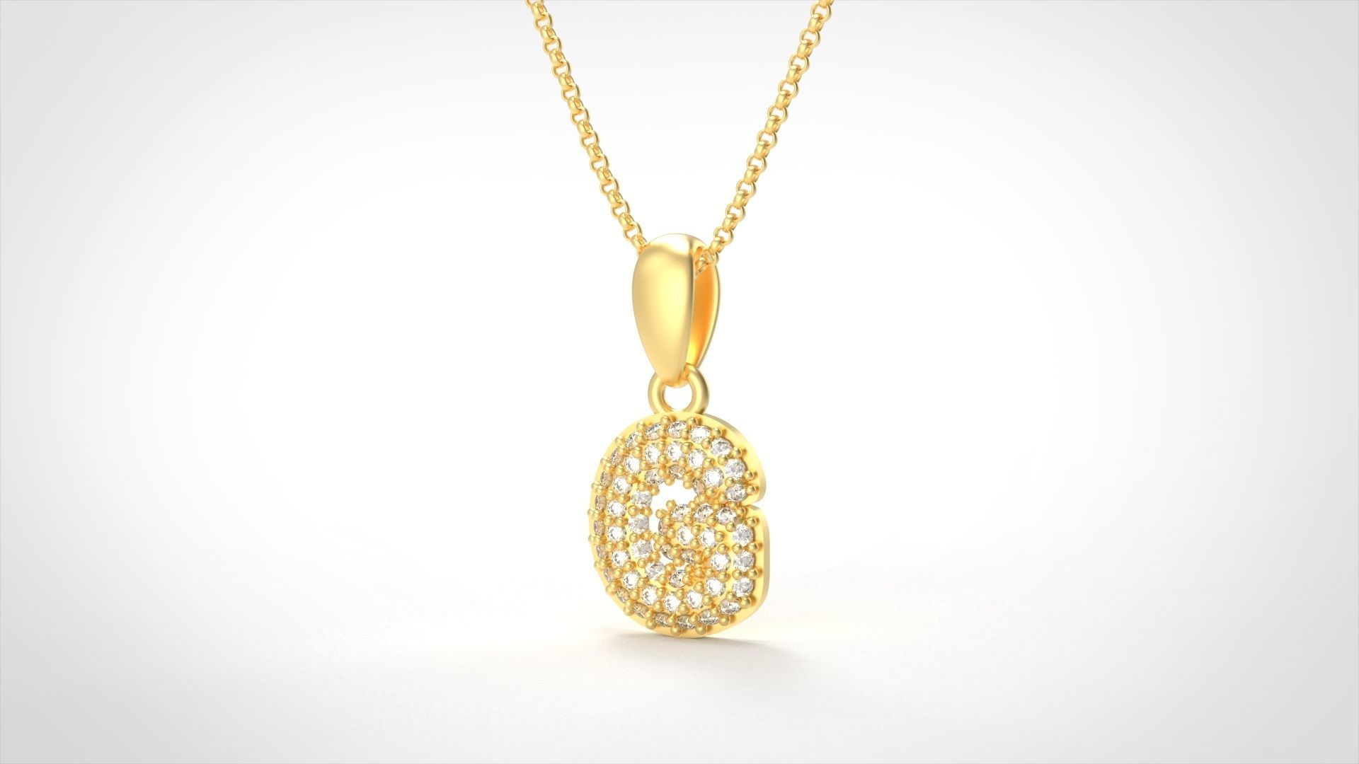 Model 524 Camber Initial G Letter Diamond Pendant 3D print model_1
