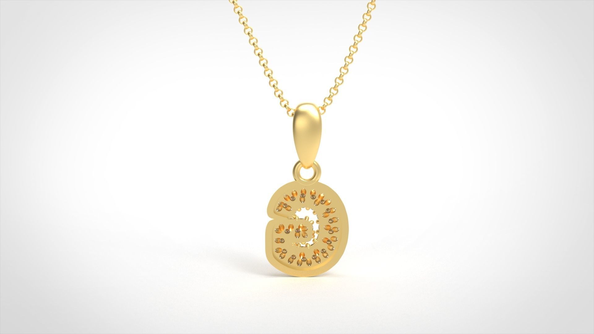 Model 524 Camber Initial G Letter Diamond Pendant 3D print model_3