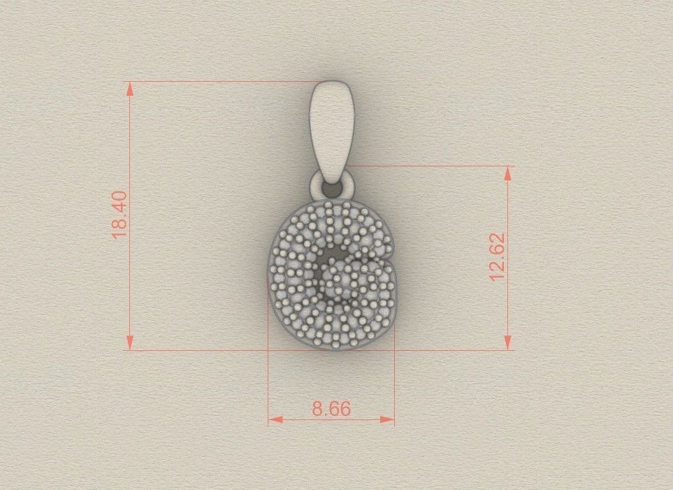 Model 524 Camber Initial G Letter Diamond Pendant 3D print model_7