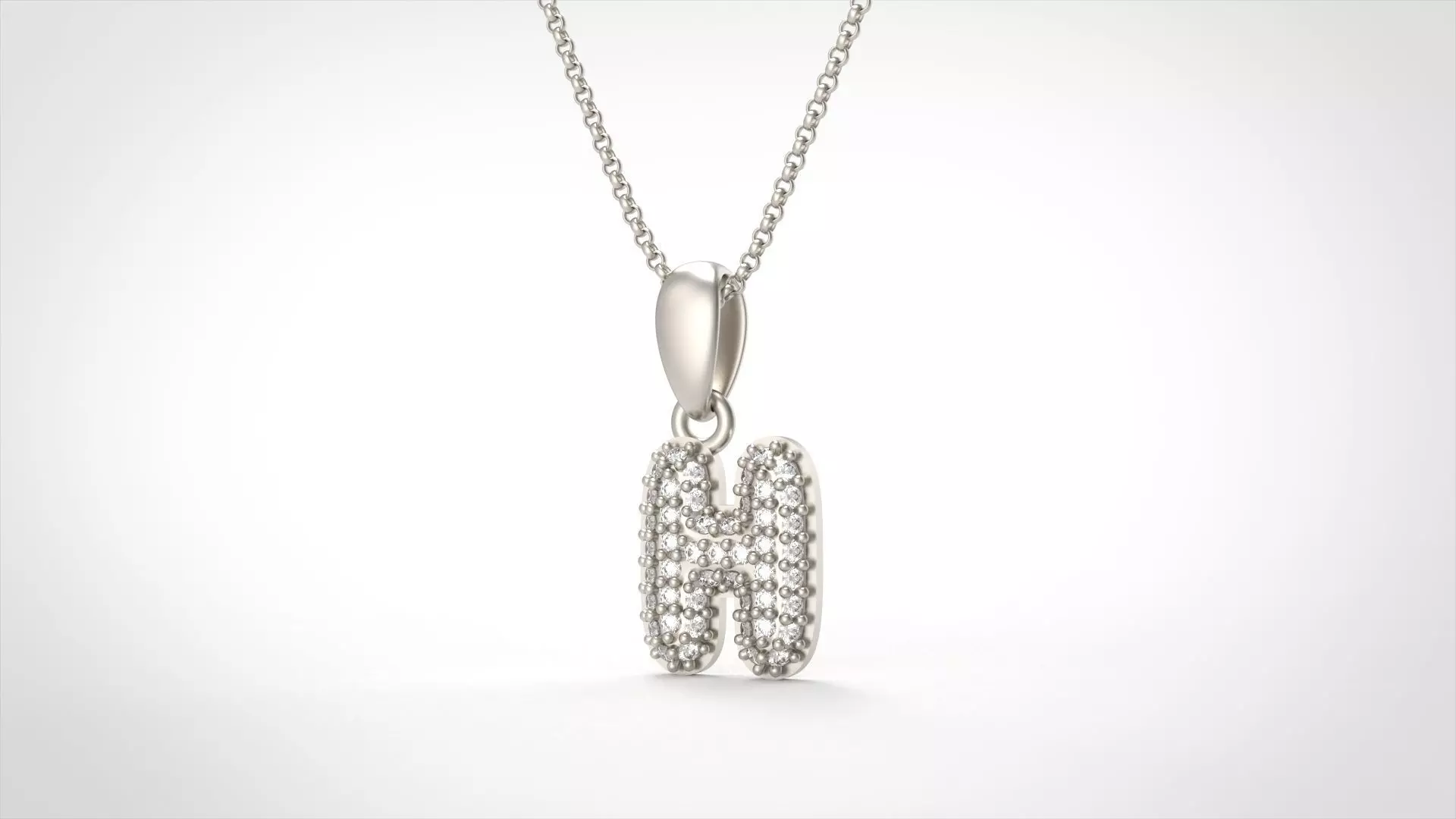 Model 525 Camber Initial H Letter Diamond Pendant 3D print model_0