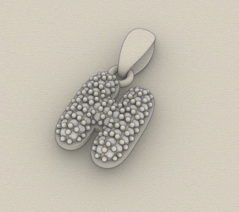 Model 525 Camber Initial H Letter Diamond Pendant 3D print model_10