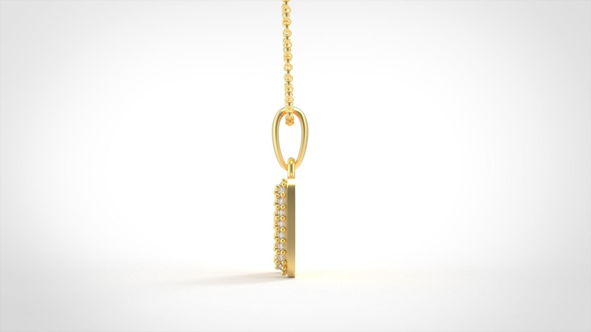 Model 525 Camber Initial H Letter Diamond Pendant 3D print model_4