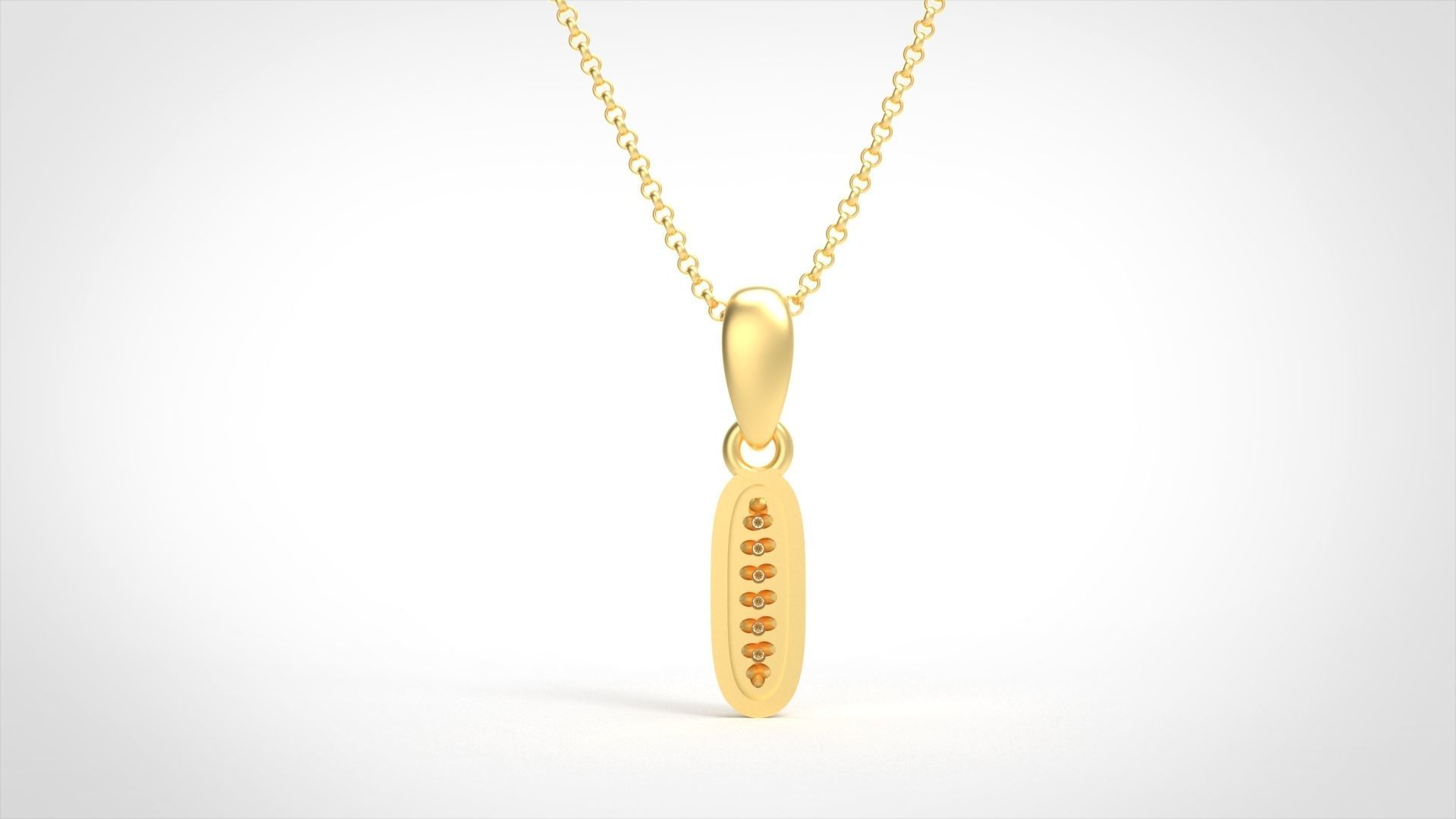 Model 526 Camber Initial I Letter Diamond Pendant 3D print model_4