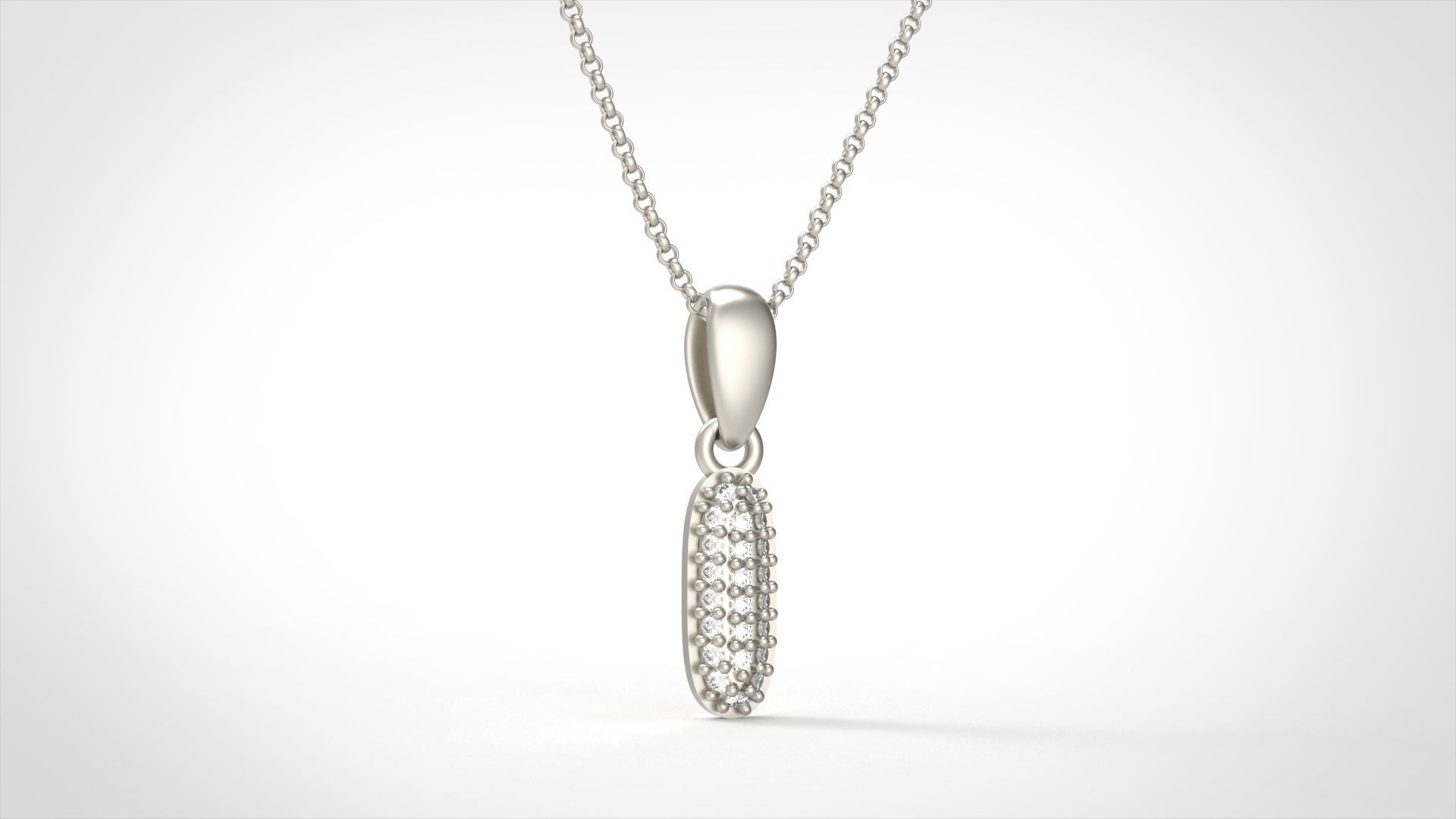 Model 526 Camber Initial I Letter Diamond Pendant 3D print model_5
