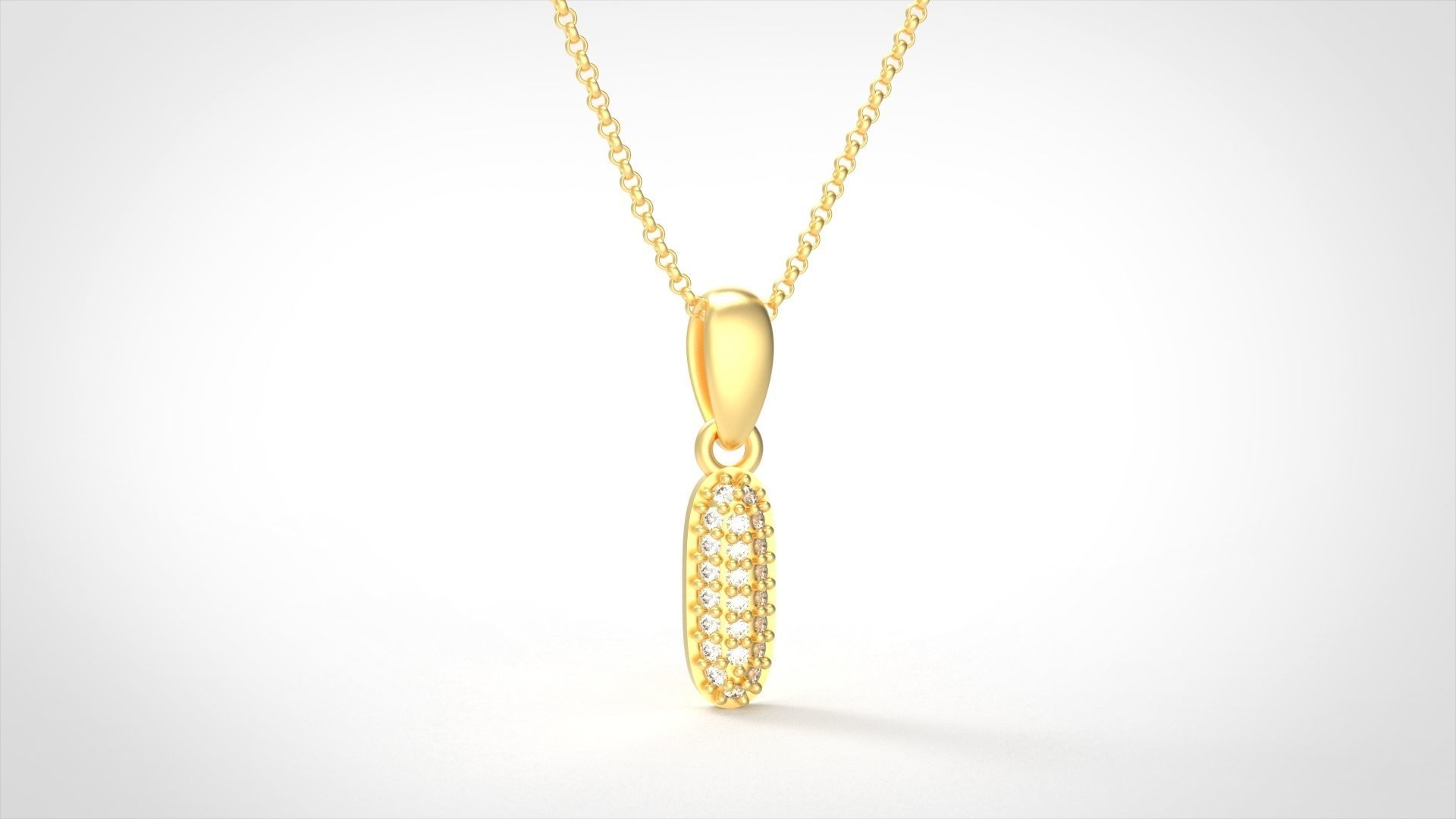 Model 526 Camber Initial I Letter Diamond Pendant 3D print model_1