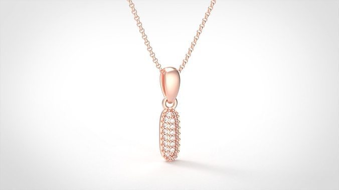 Model 526 Camber Initial I Letter Diamond Pendant 3D print model