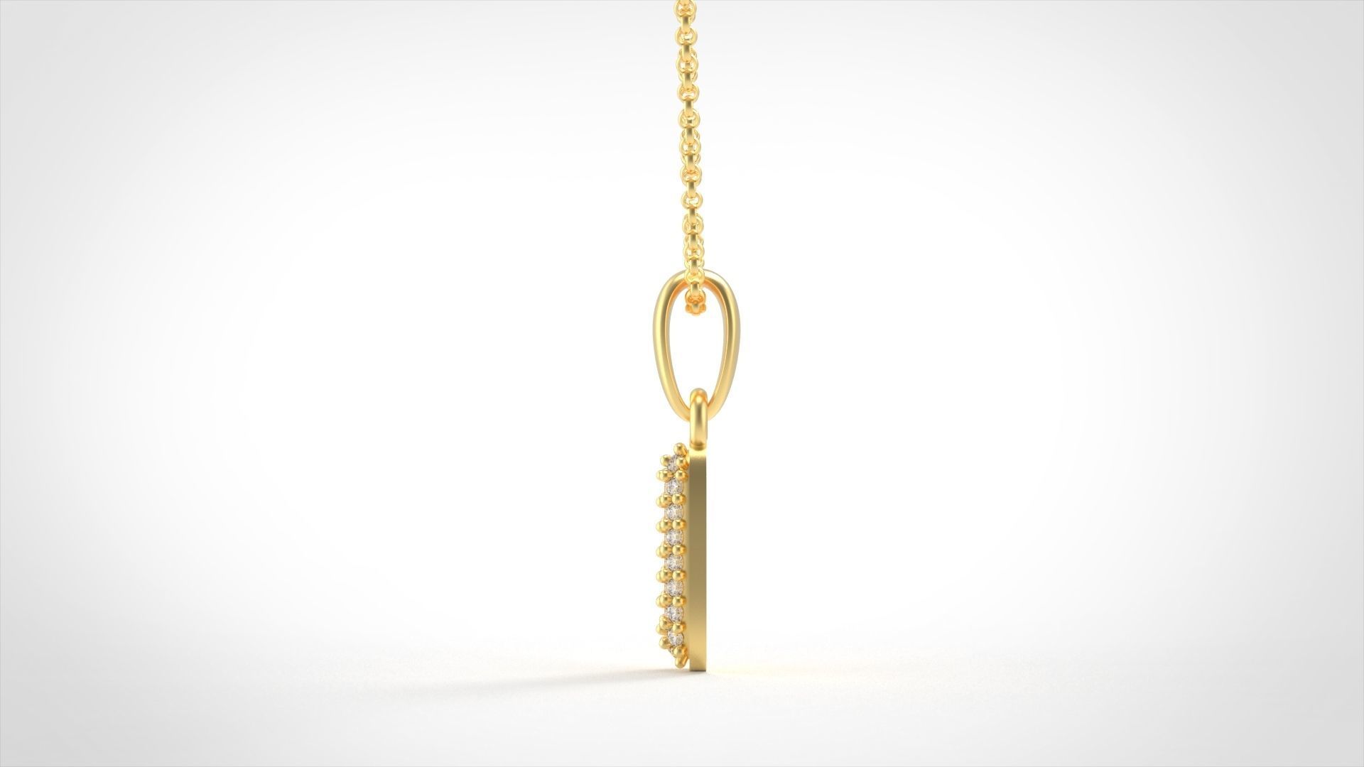 Model 526 Camber Initial I Letter Diamond Pendant 3D print model_3