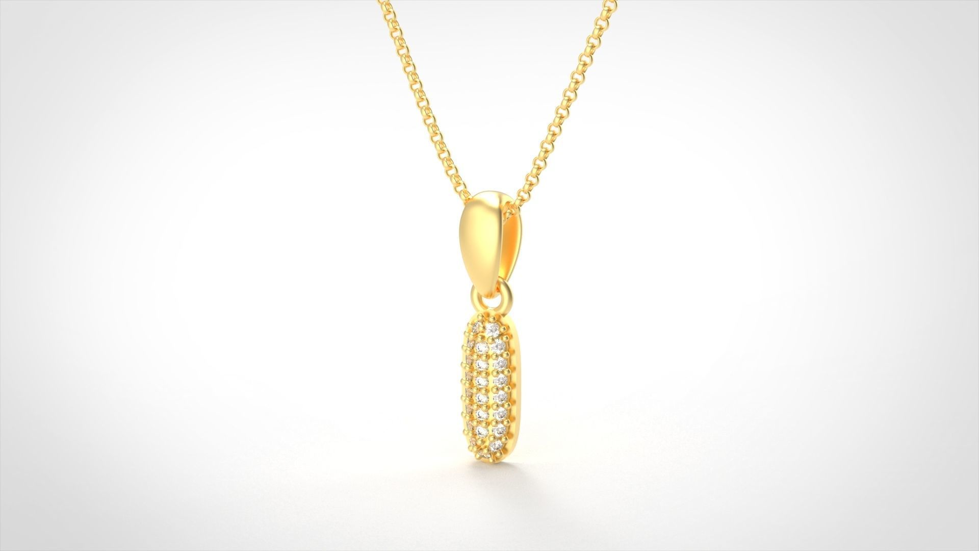 Model 526 Camber Initial I Letter Diamond Pendant 3D print model_2