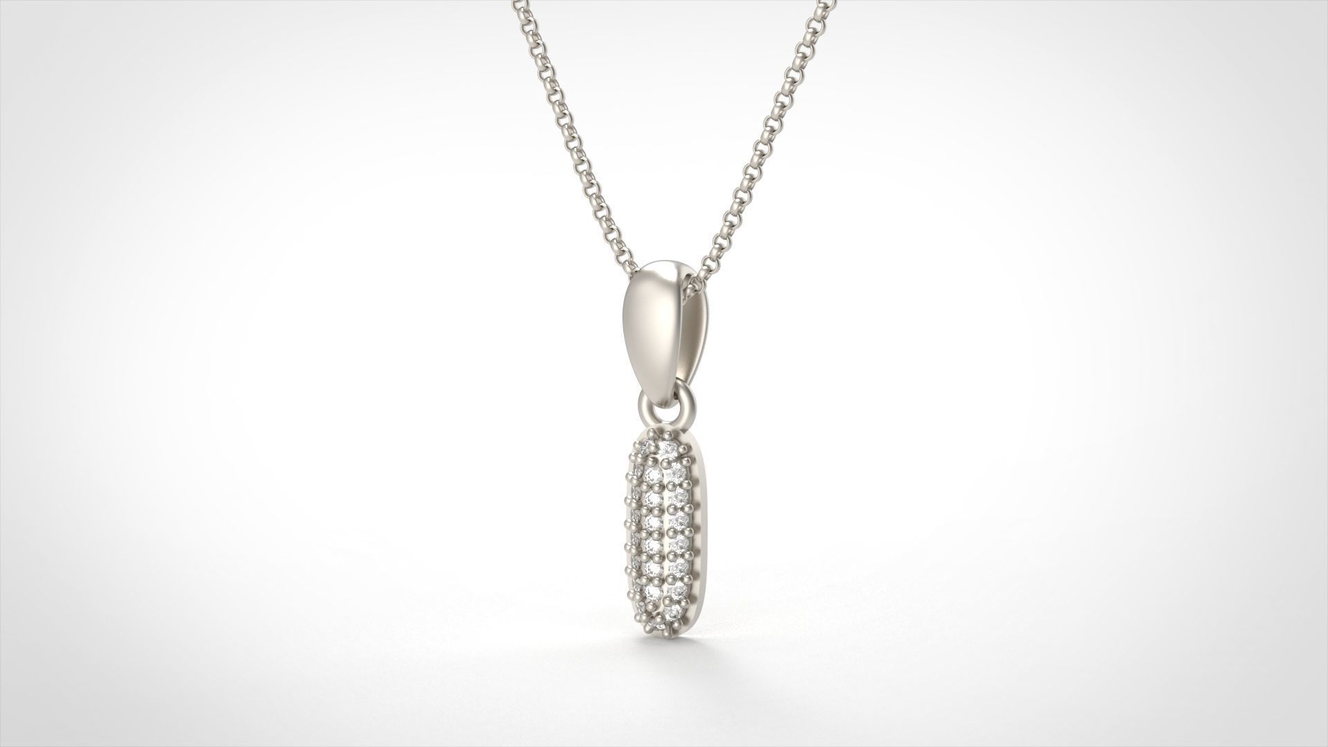 Model 526 Camber Initial I Letter Diamond Pendant 3D print model_6