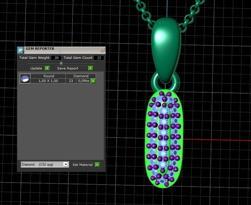 Model 526 Camber Initial I Letter Diamond Pendant 3D print model_12