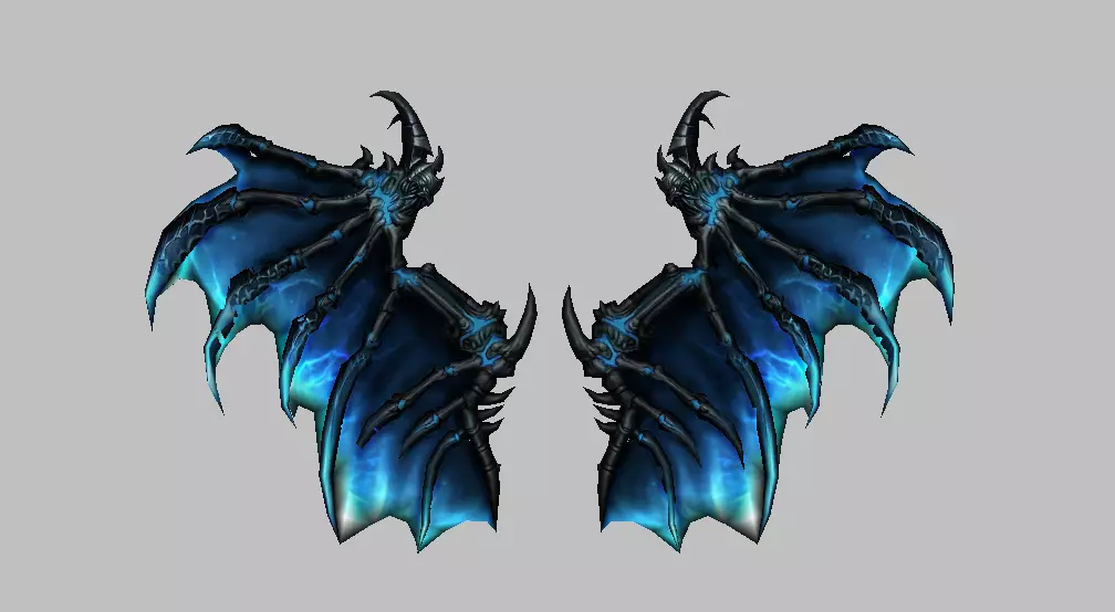 Blue Dragon Wing Low-poly 3D model_0