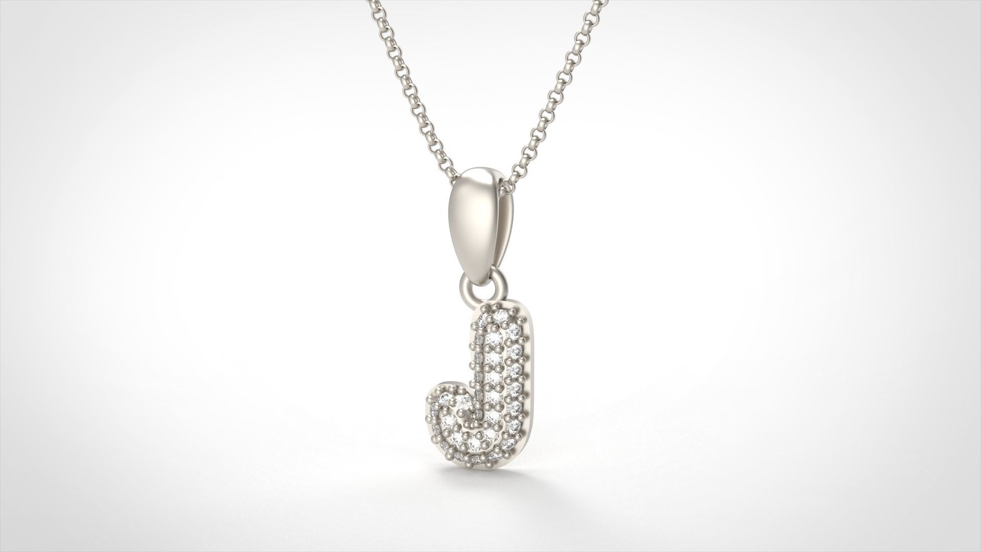 Model 527 Camber Initial J Letter Diamond Pendant 3D print model_5