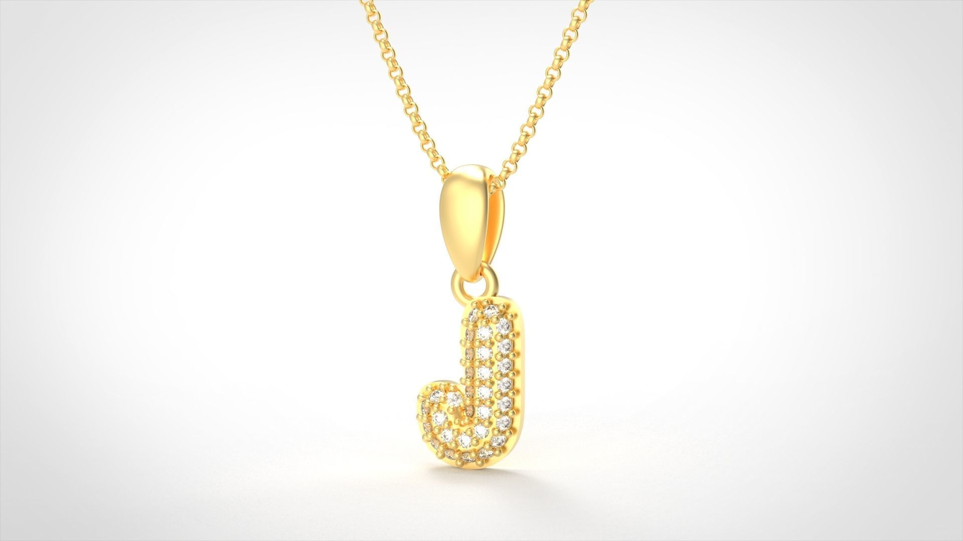 Model 527 Camber Initial J Letter Diamond Pendant 3D print model_1