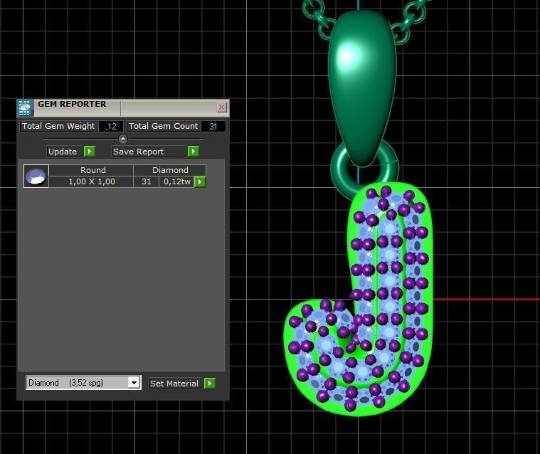 Model 527 Camber Initial J Letter Diamond Pendant 3D print model_12