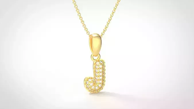 Model 527 Camber Initial J Letter Diamond Pendant 3D print model