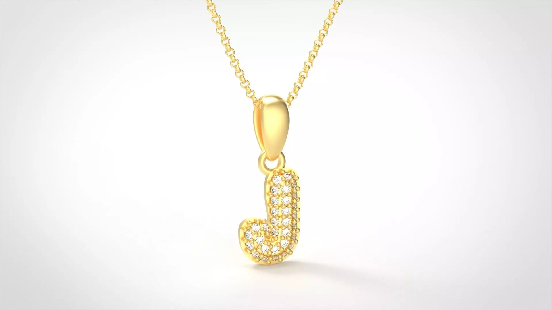 Model 527 Camber Initial J Letter Diamond Pendant 3D print model_0