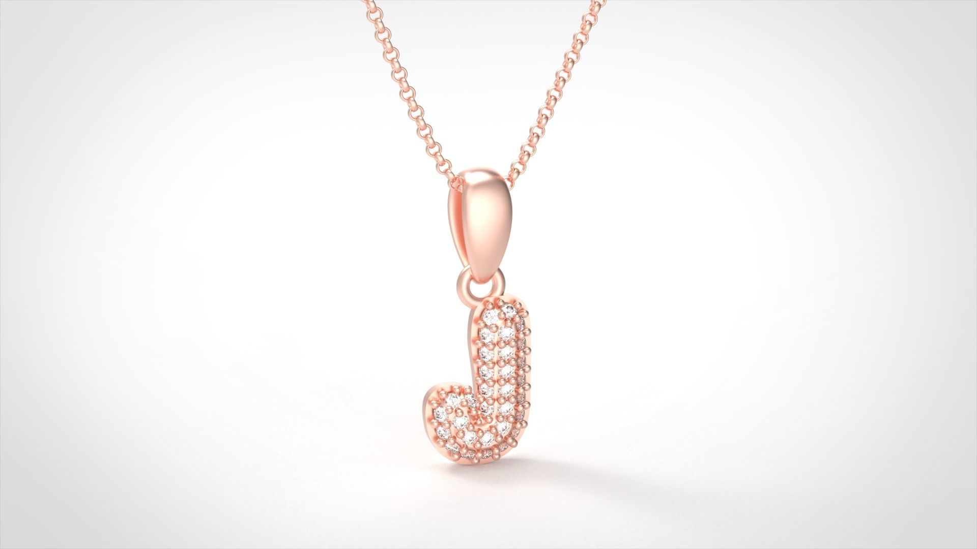 Model 527 Camber Initial J Letter Diamond Pendant 3D print model_6