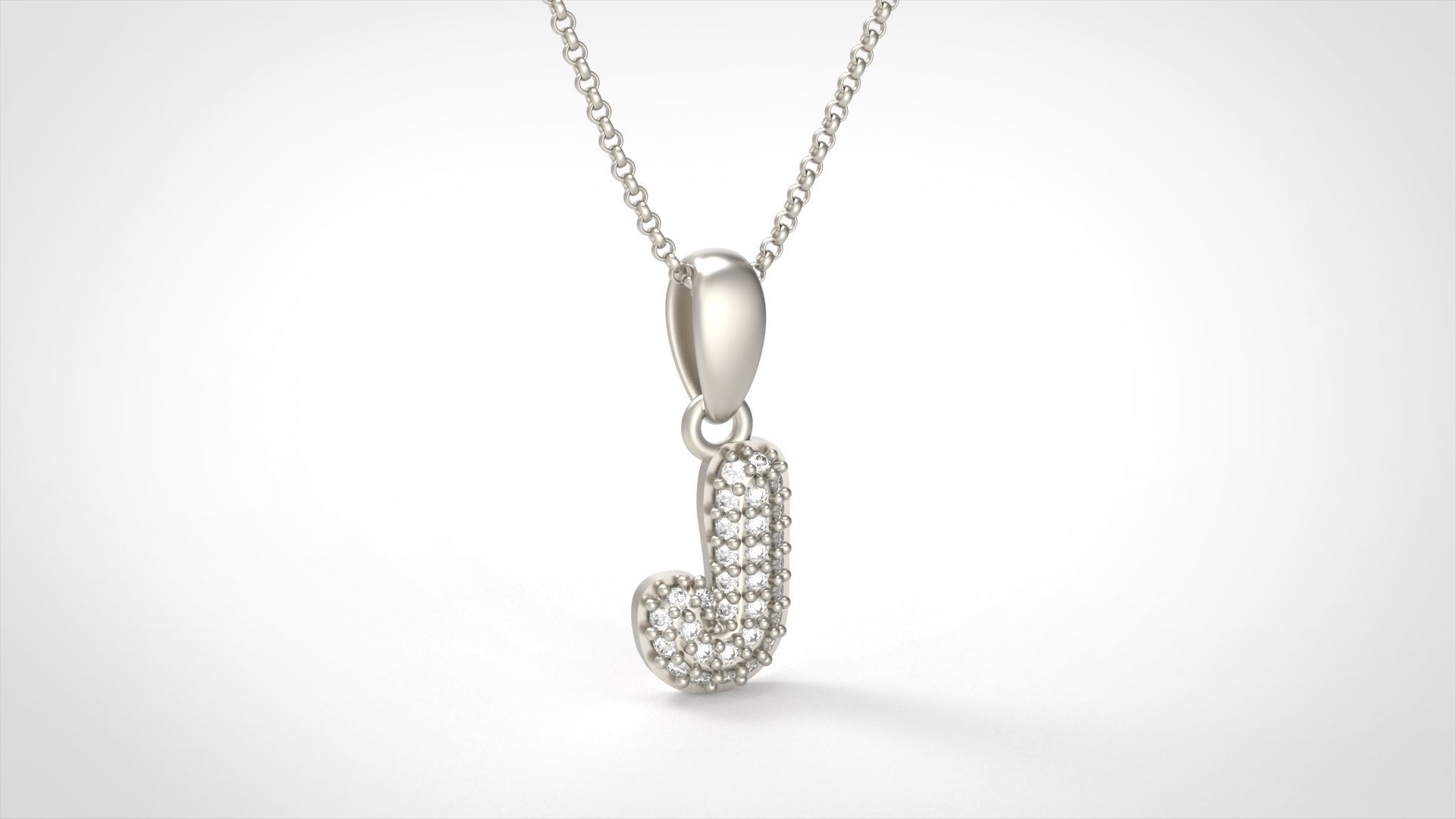 Model 527 Camber Initial J Letter Diamond Pendant 3D print model_4