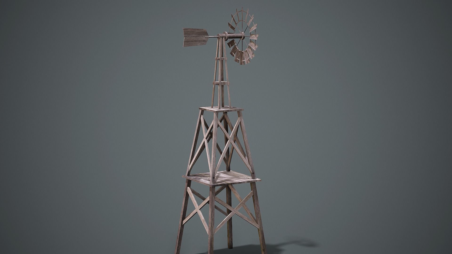 Wooden Windmill - Low Poly Mobile Ready Low-poly 3D model_3