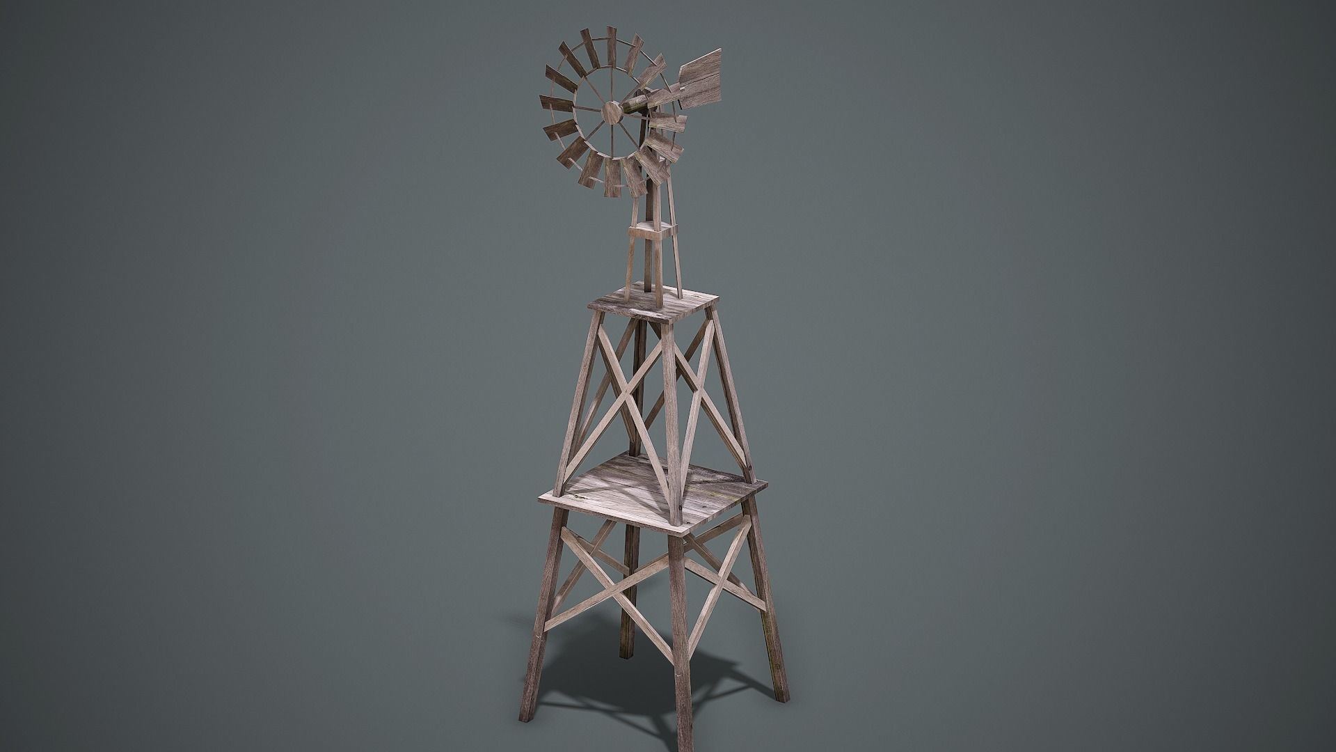Wooden Windmill - Low Poly Mobile Ready Low-poly 3D model_1