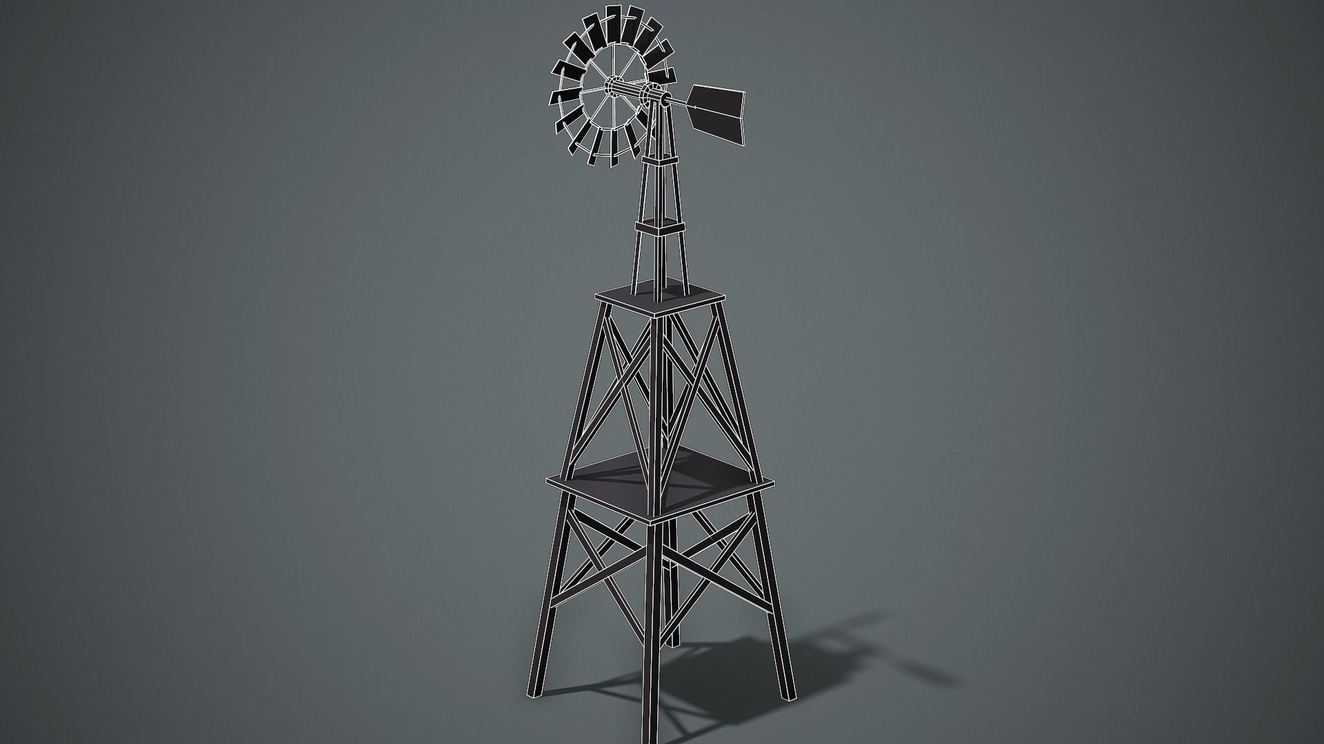 Wooden Windmill - Low Poly Mobile Ready Low-poly 3D model_11