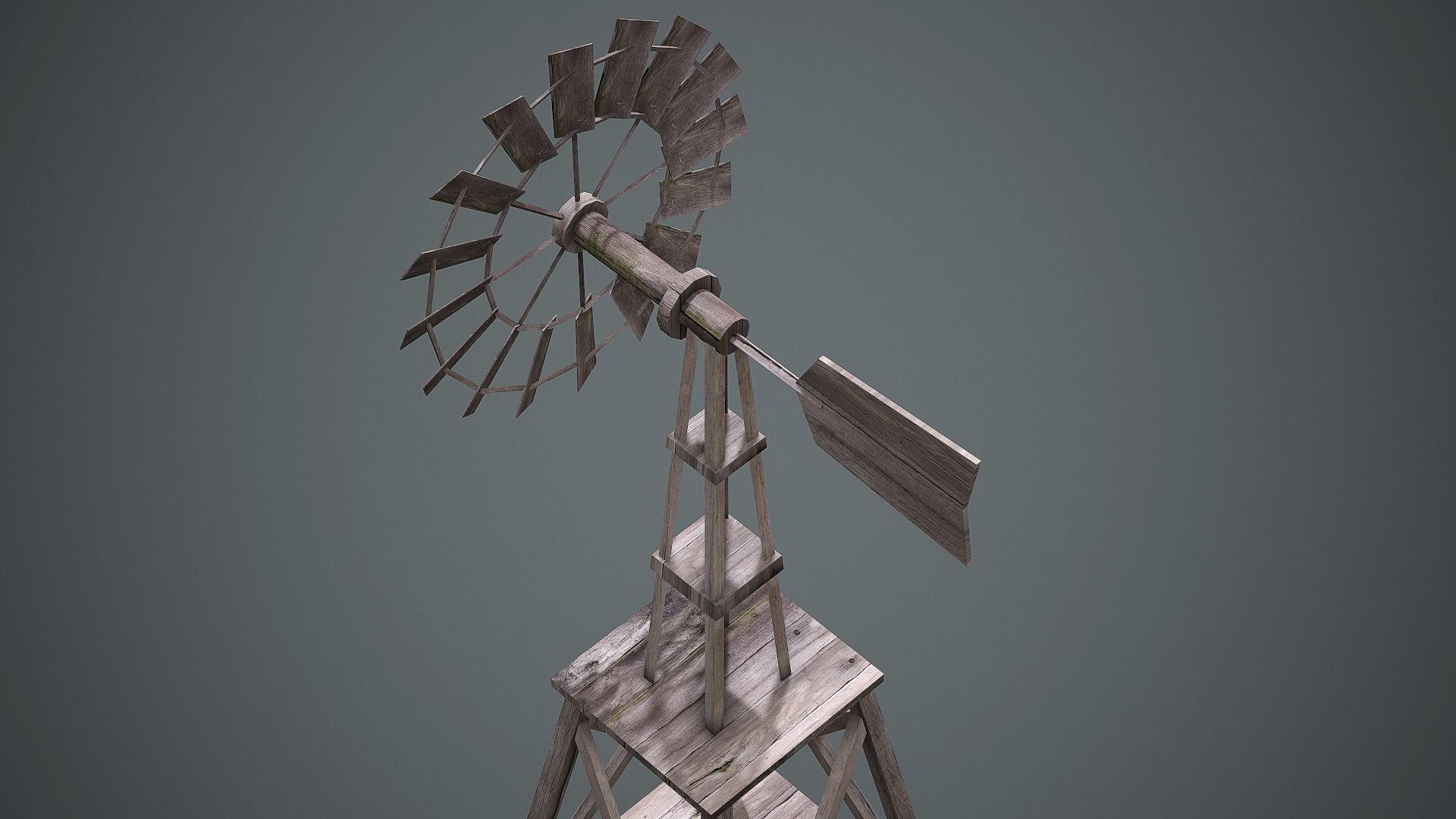 Wooden Windmill - Low Poly Mobile Ready Low-poly 3D model_5