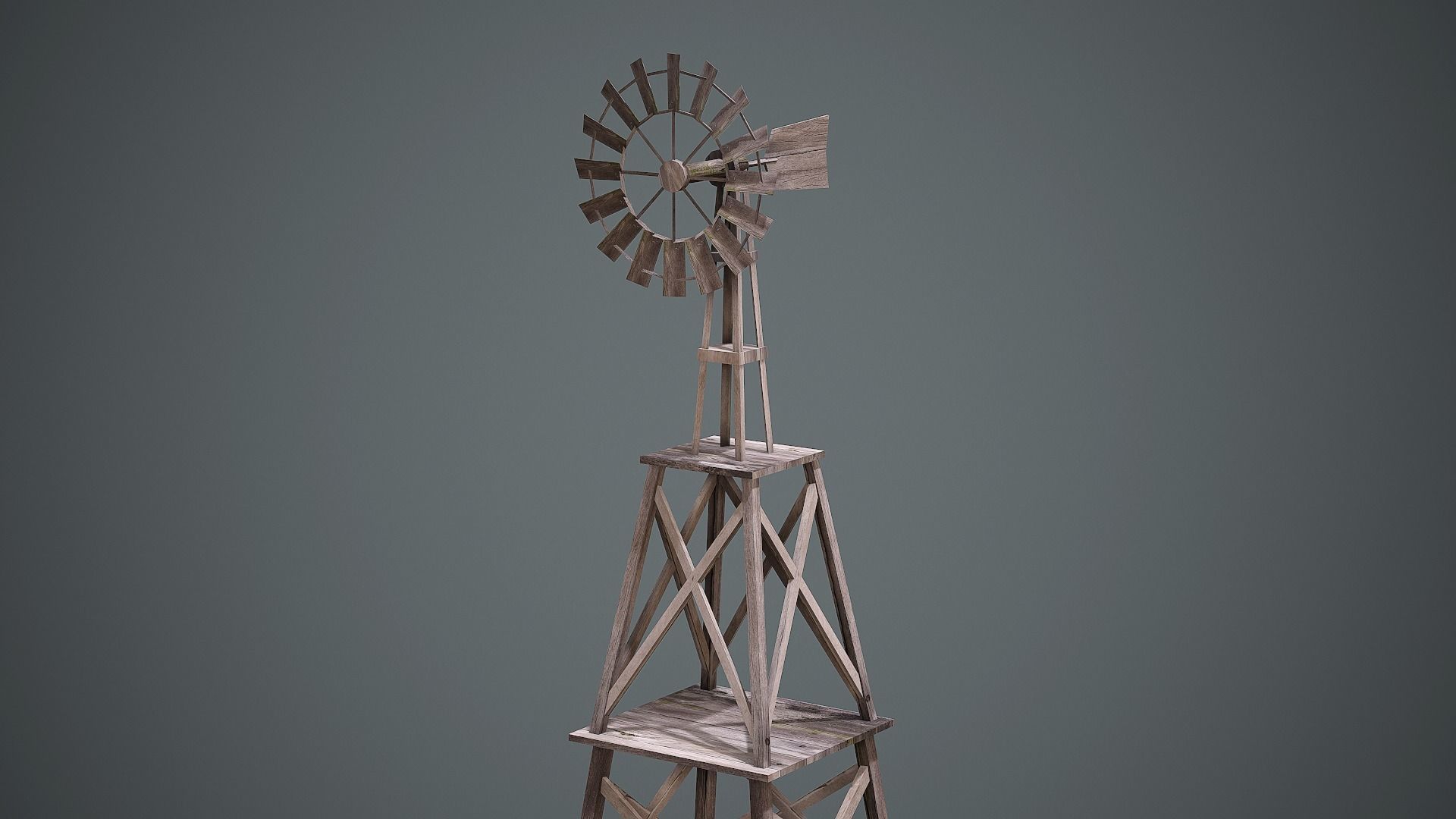 Wooden Windmill - Low Poly Mobile Ready Low-poly 3D model_8