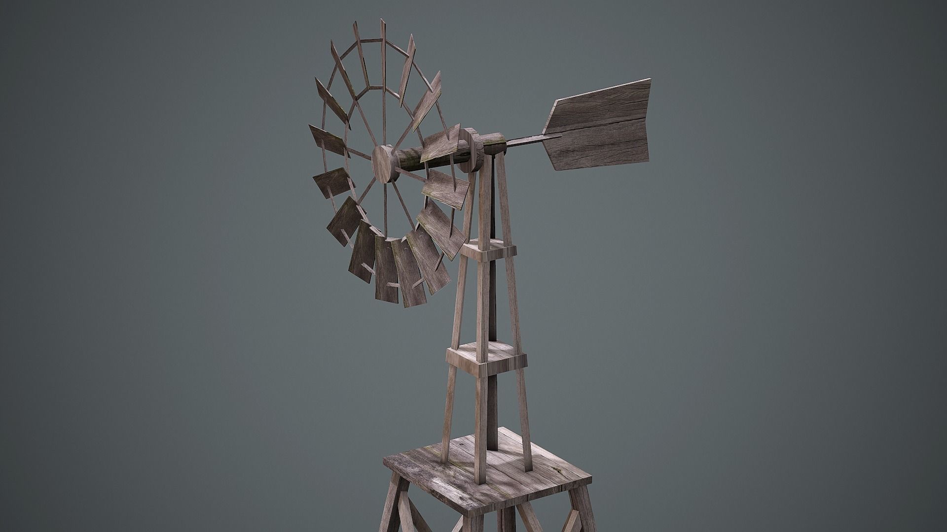 Wooden Windmill - Low Poly Mobile Ready Low-poly 3D model_4