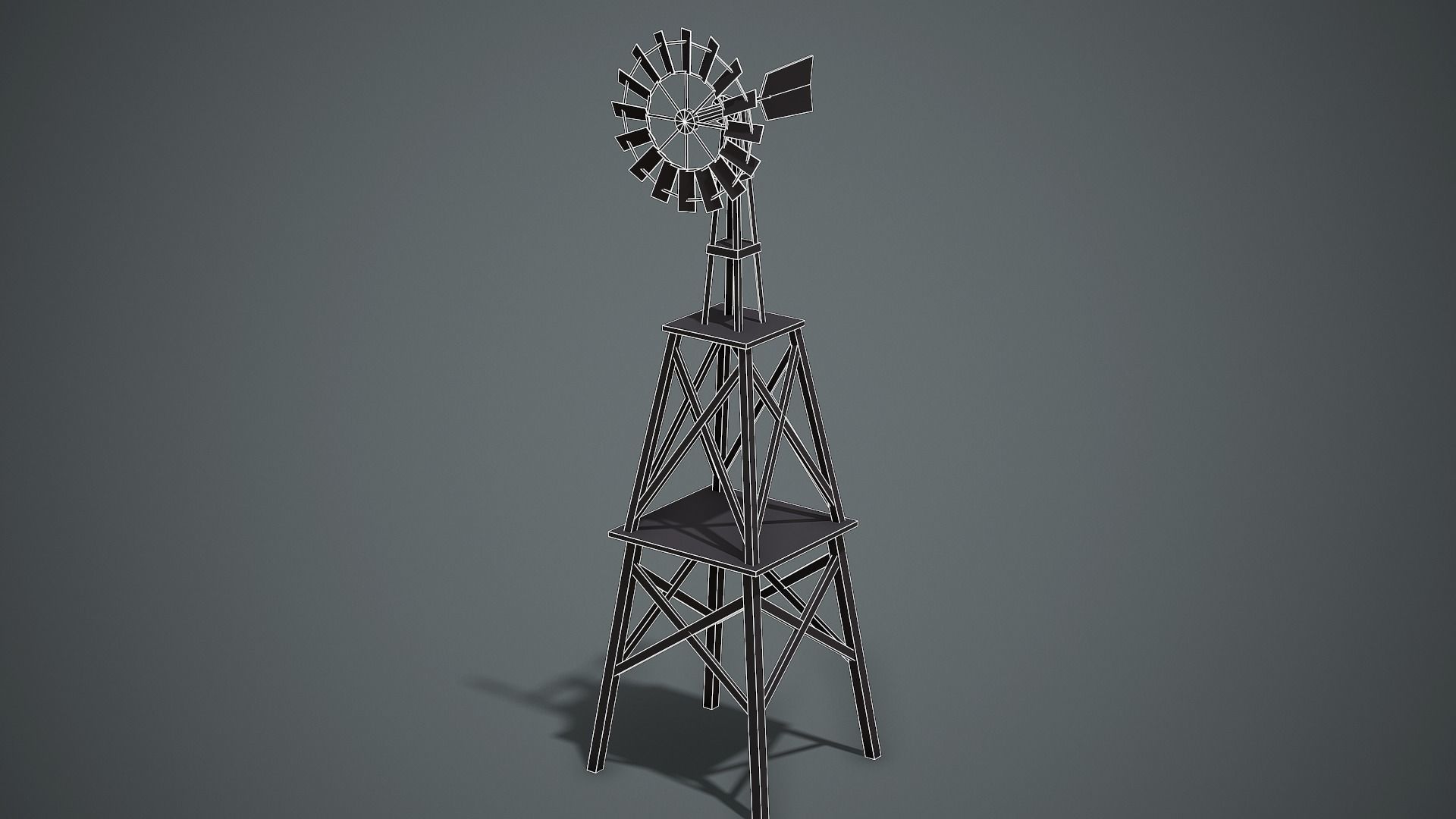 Wooden Windmill - Low Poly Mobile Ready Low-poly 3D model_10