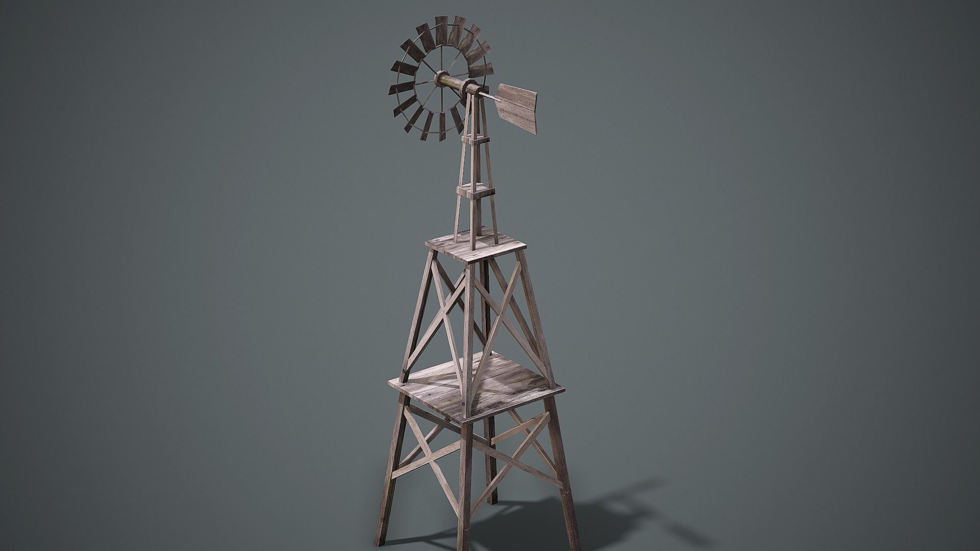 Wooden Windmill - Low Poly Mobile Ready Low-poly 3D model_2