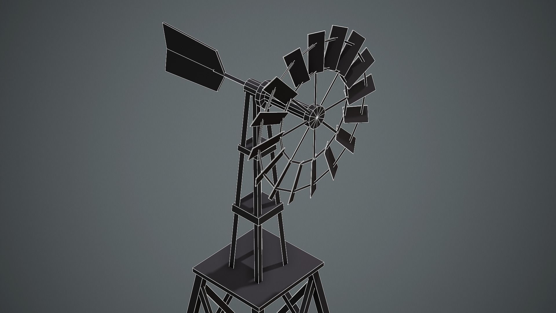Wooden Windmill - Low Poly Mobile Ready Low-poly 3D model_13
